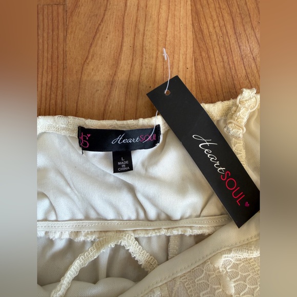 HeartSoul Women’s Ivory Lace Bohemian Maxi Dress Spaghetti Straps Size L (NWT) - Picture 3 of 10